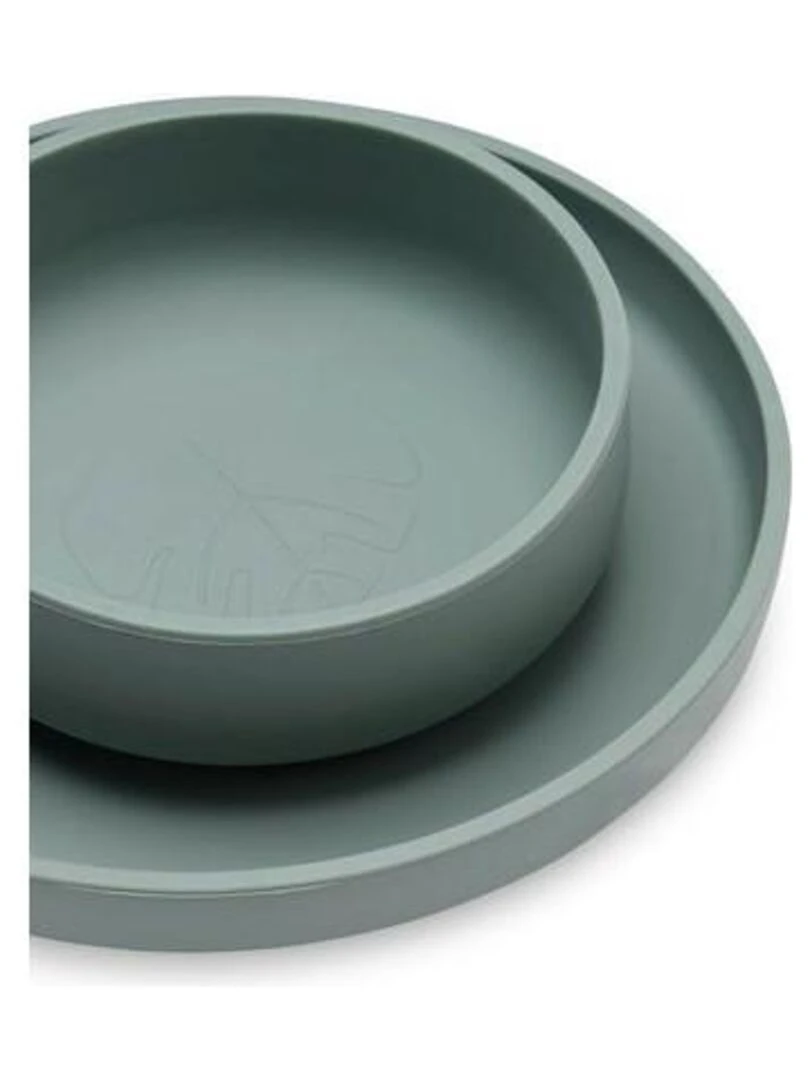 Coffret de table bébé Silicone Vert Cendré (4pcs) Jollein Vert