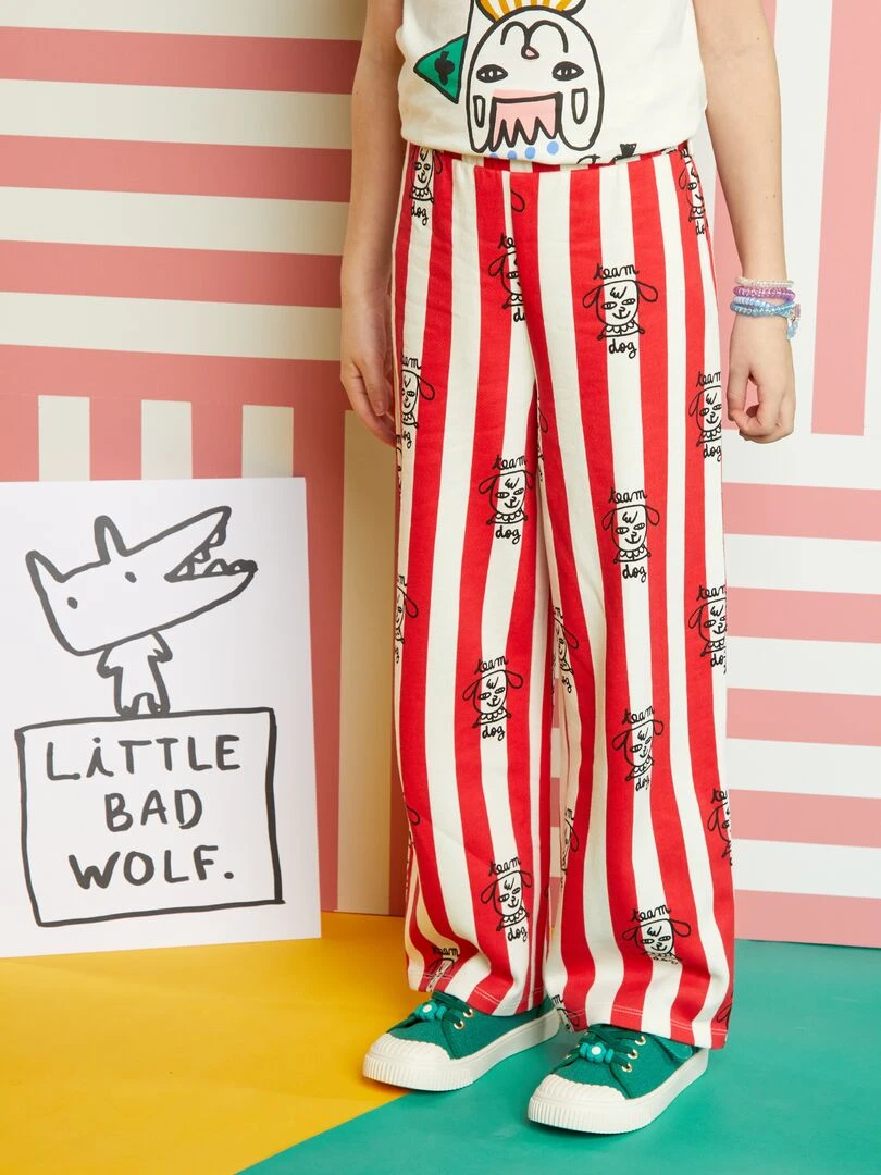 Pantalon large à taille élastiquée X Little Bad Wolf Rouge/blanc