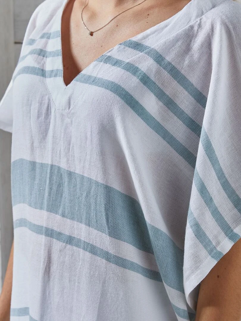 Poncho fouta avec franges Bleu