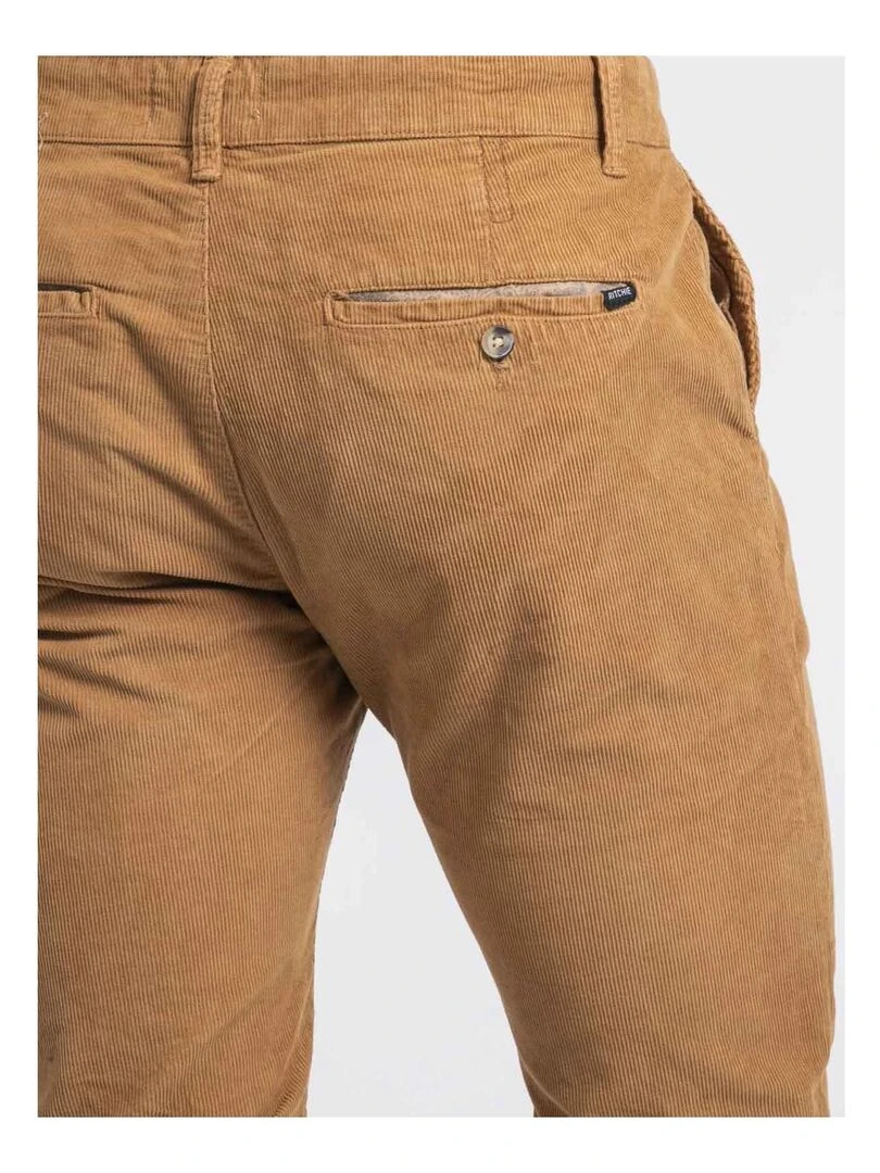 Pantalon chino pur coton velours côtelé VARENNES   Marron glacé