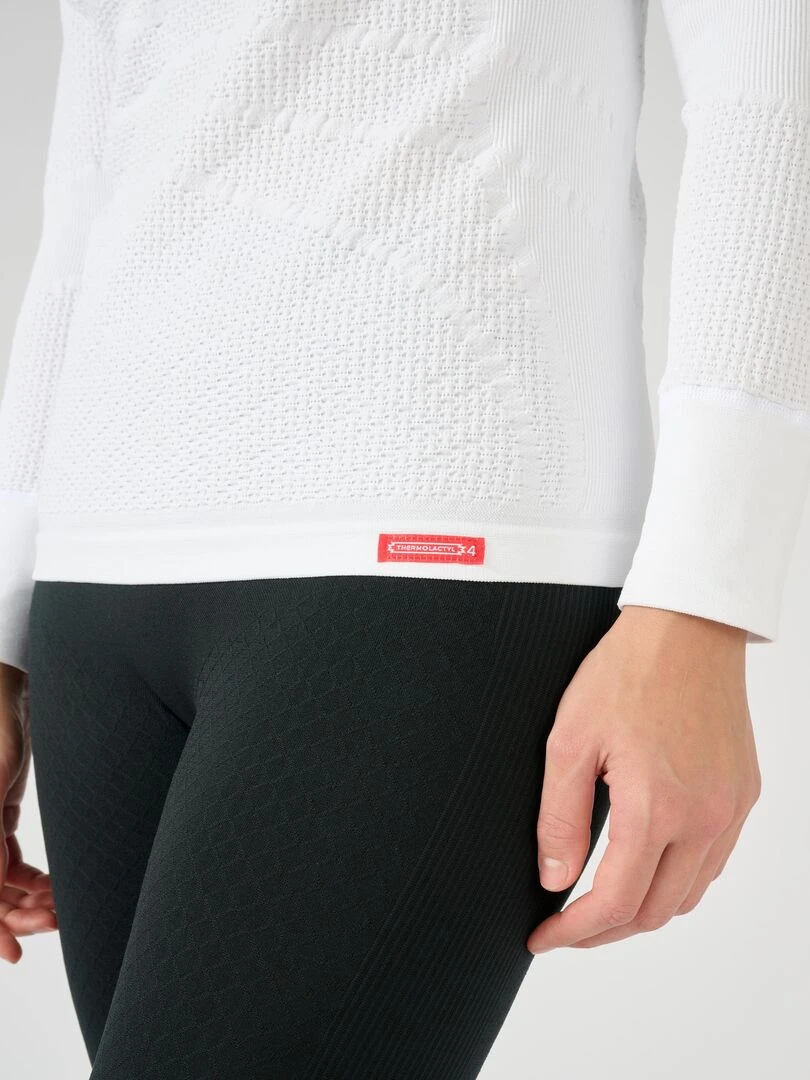 T shirt col zippé Energy Thermolactyl 4 femme   DamartSport   Blanc