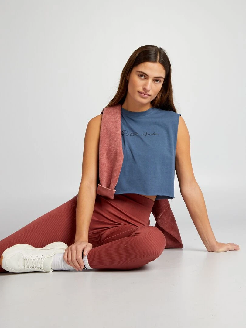 T shirt de sport cropped sans manches Bleu