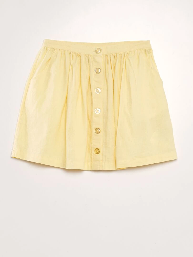 Jupe en lin boutonnée Jaune
