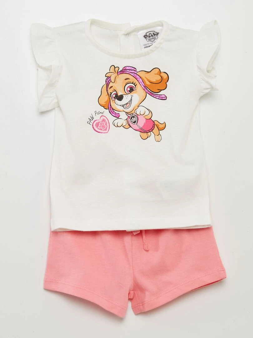 Ensemble short + t shirt 'Pat' patrouille' Rose