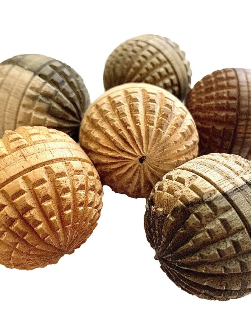 Mini Glands en bois naturel set de 6 Multicolore
