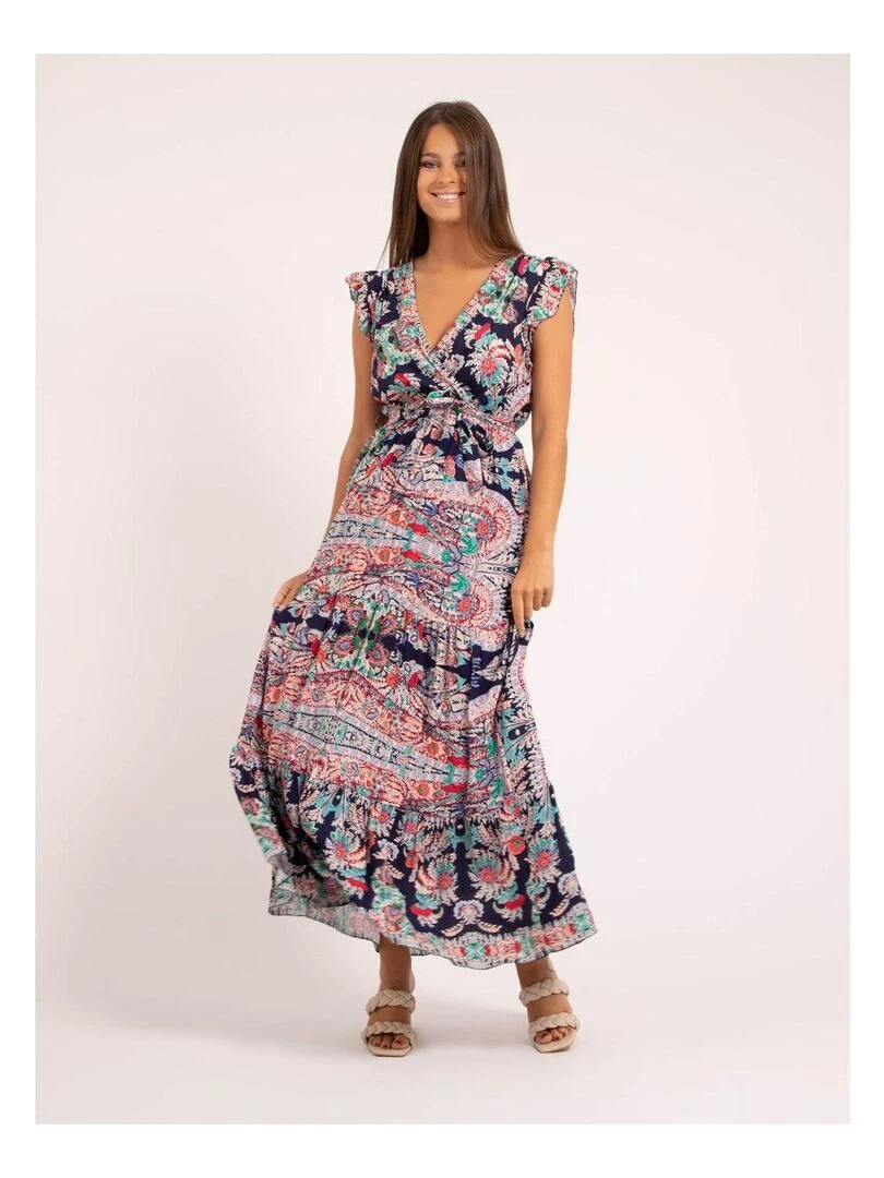 Robe longue motifs ILANIT Bleu marine