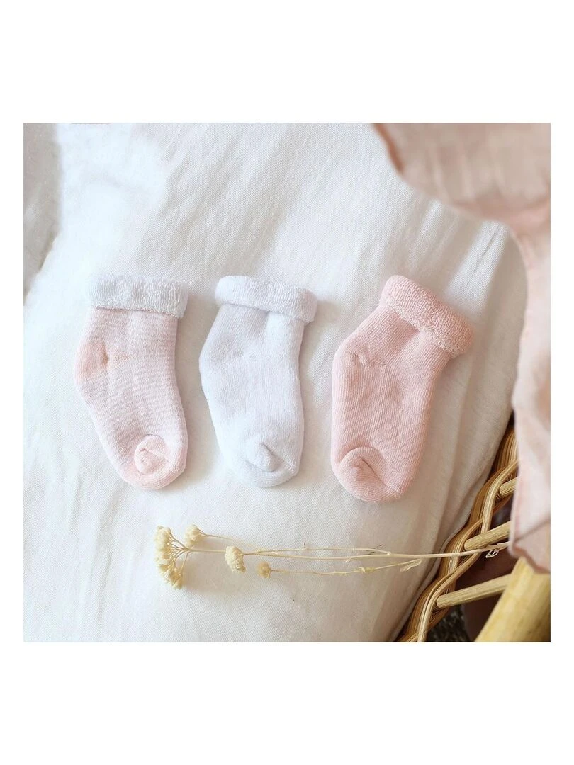 Lot de 3 paires de chaussettes bébé Rose