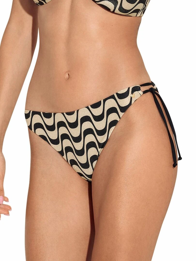Bas maillot slip de bain taille basse à nouettes Iceland Noir