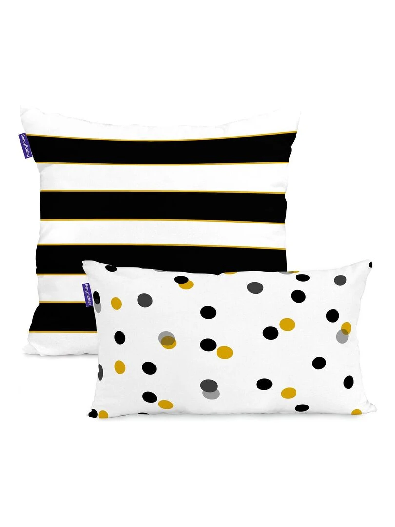 Housse de coussin Mustard "Happyfriday" Blanc