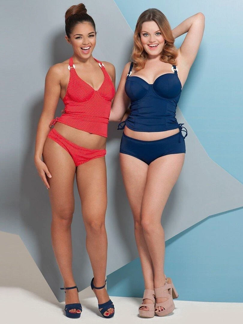 Culotte de bain à pois froncée dans le dos Plain Sailing   Rouge