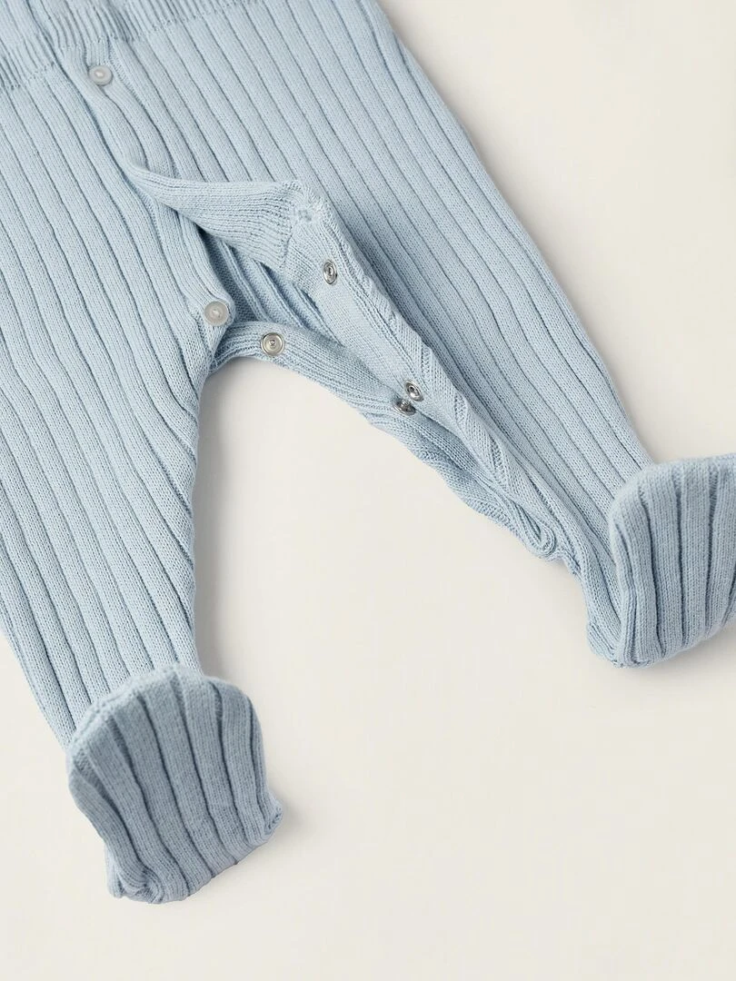 Grenouillère En Tricot De Coton Pour Nouveau Né  EARLY BLOOM   Bleu clair