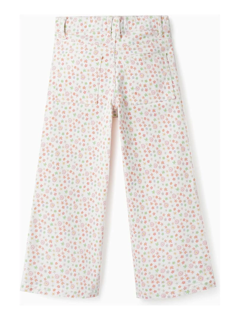 Pantalon en sergé à motif floral pour fille 'Wide Leg' THE WAVE TRIBE Blanc