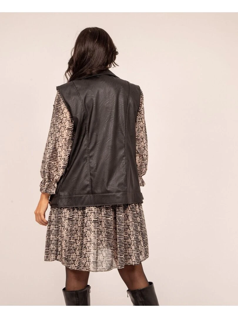 Veste sans manches similicuir URSA Noir