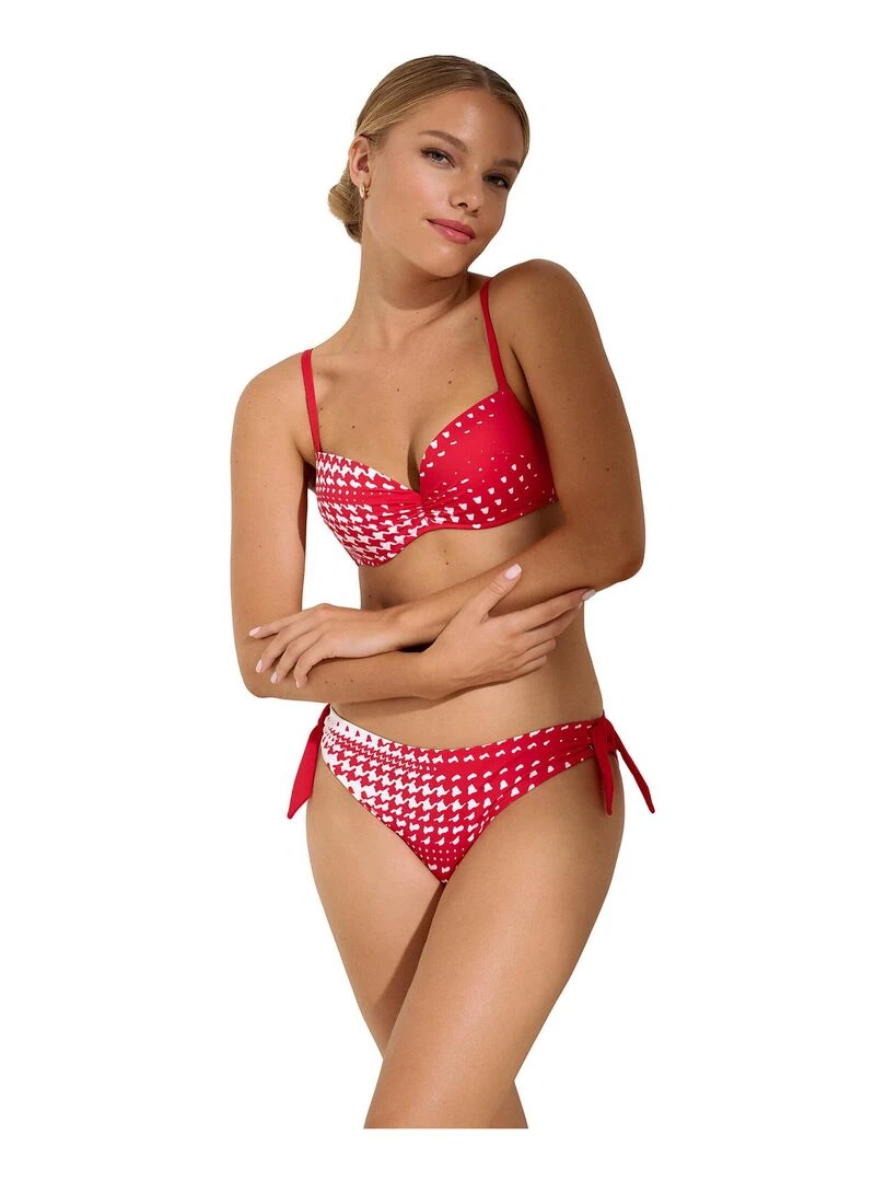 Bas maillot slip de bain à nouettes amovibles Quito   Rouge