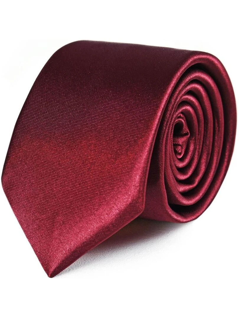 Cravate Slim Satin Unie Fabriqué en Europe Bordeaux