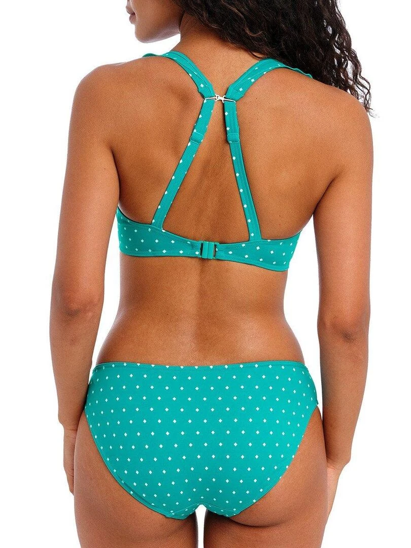 Haut de maillot décolleté plongeant à volant Jewel cove   Vert