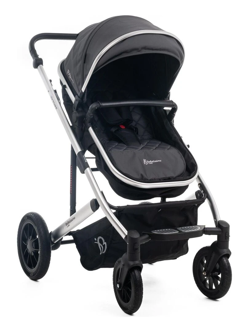 BEBELISSIMO   Poussette combinée trio 3 en 1   siège auto 0m  – jusqu’à 22kg – Victoire I Size gray   Gris