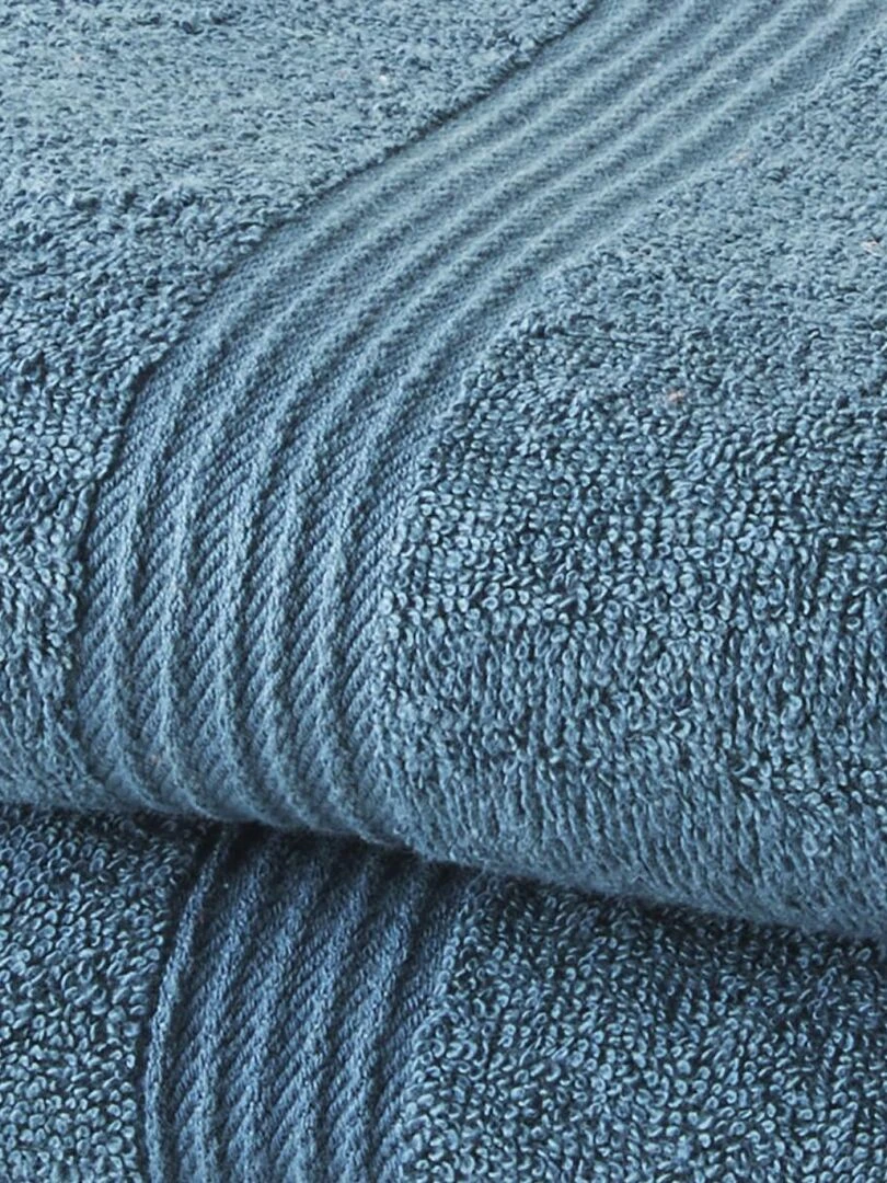 Lot de 2 serviettes de toilette coton uni ESSENTIAL Bleu pétrole