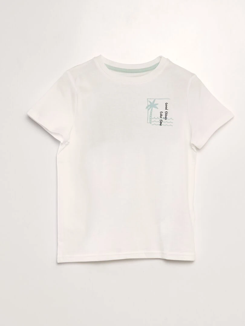 T shirt imprimé à messages Blanc
