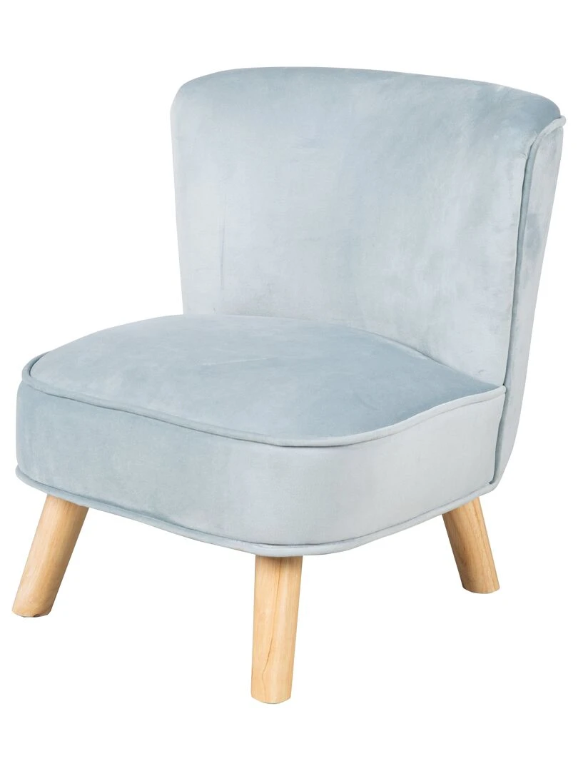 ROBA Mini Fauteuil en Velours "Lil Sofa" Chaise Enfant avec Pieds en Bois Stables Bleu Clair Bleu clair