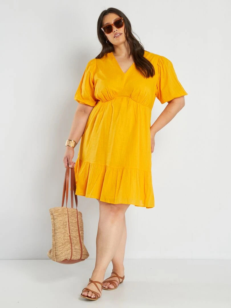 Robe avec volants à la base Jaune