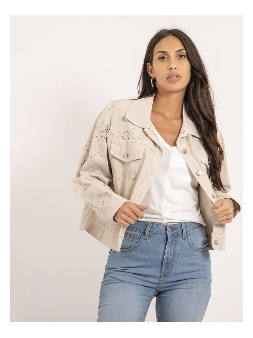 Veste broderies anglaises UKRINE Beige