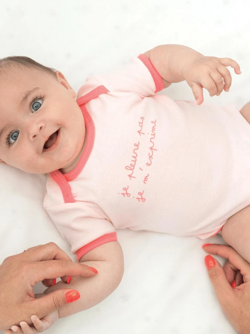 Body manches courtes bébé Trois Kilos Sept Rose