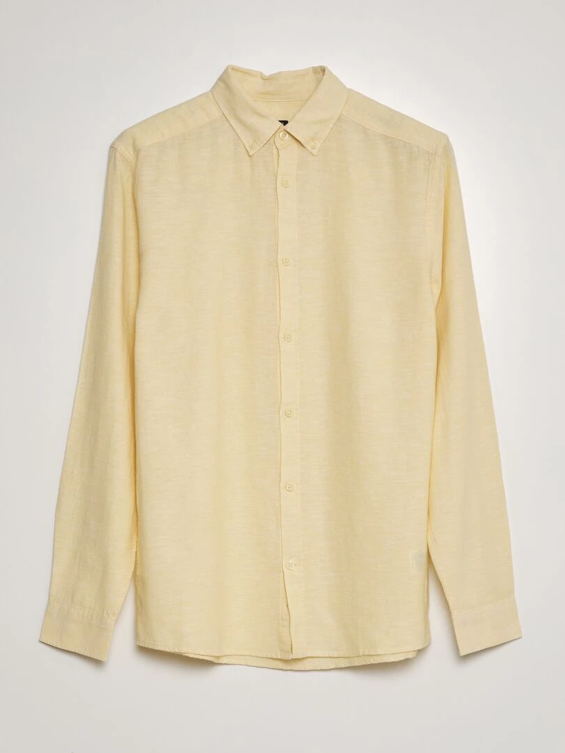 Chemise à manches longues avec lin Jaune