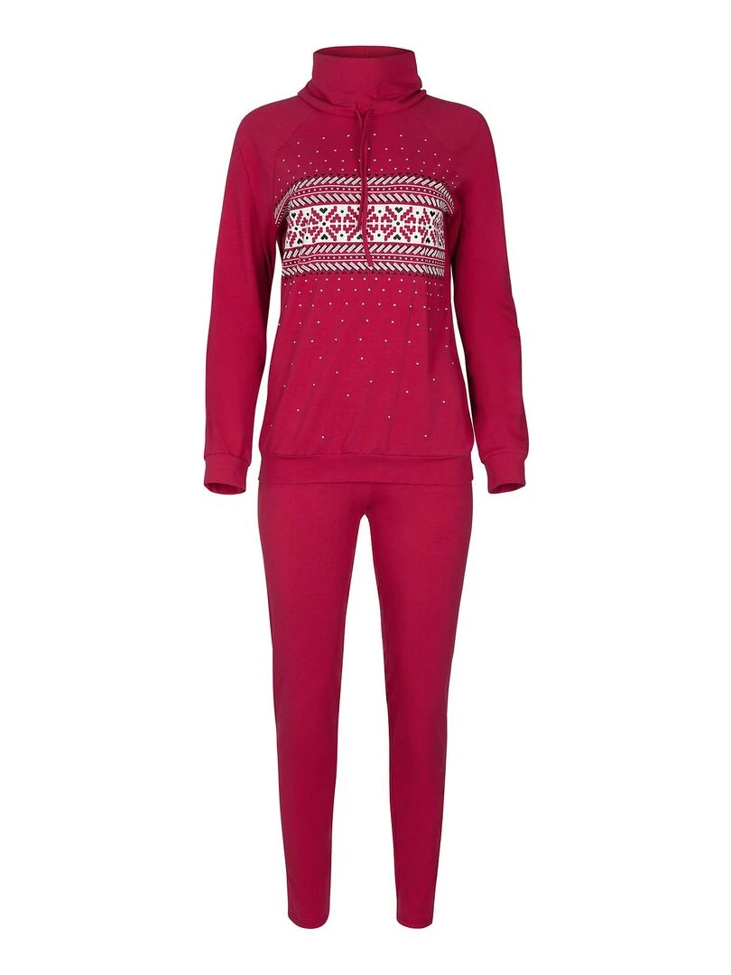 Pyjama leggings top manches longues Starlight   Rouge