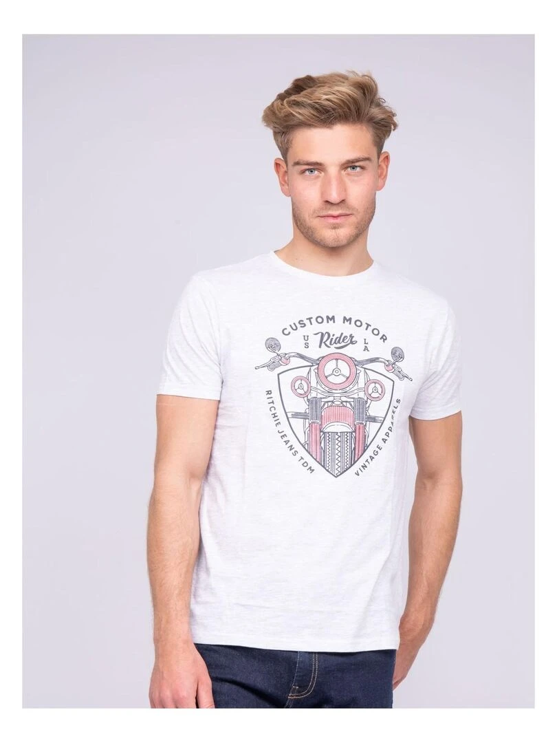 T shirt col rond pur coton NERLIN Gris