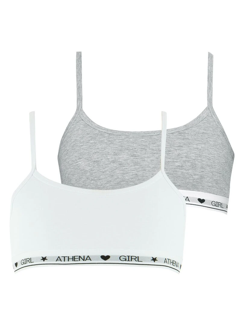 Lot de 2 brassières fille Coton Ultra Doux Girl by Blanc Gris