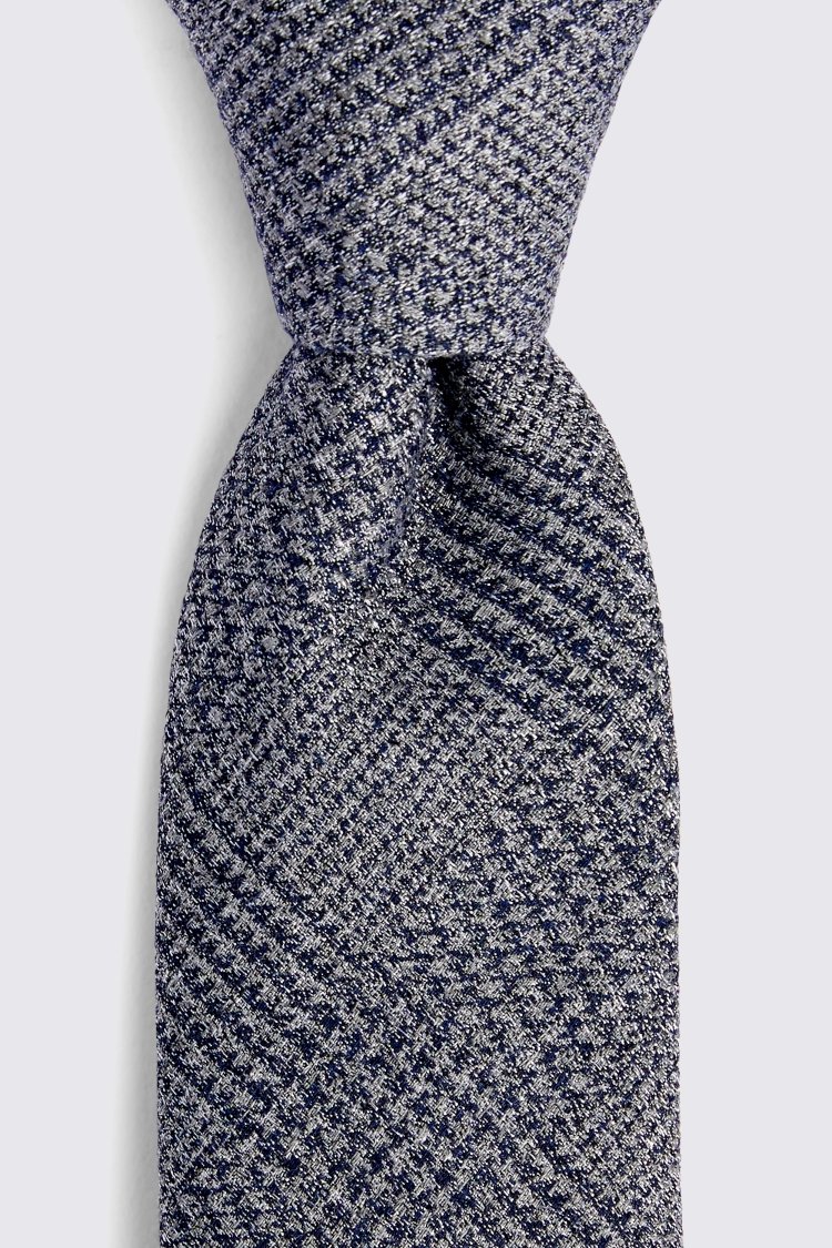 Navy Silk Blend Prince of Wales Check Tie Buy Online at Moss