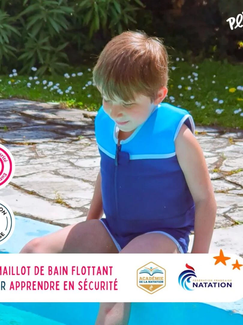 Maillot de Bain Sailor Enfant avec Flotteurs Accessoire de Natation Garçon Bleu