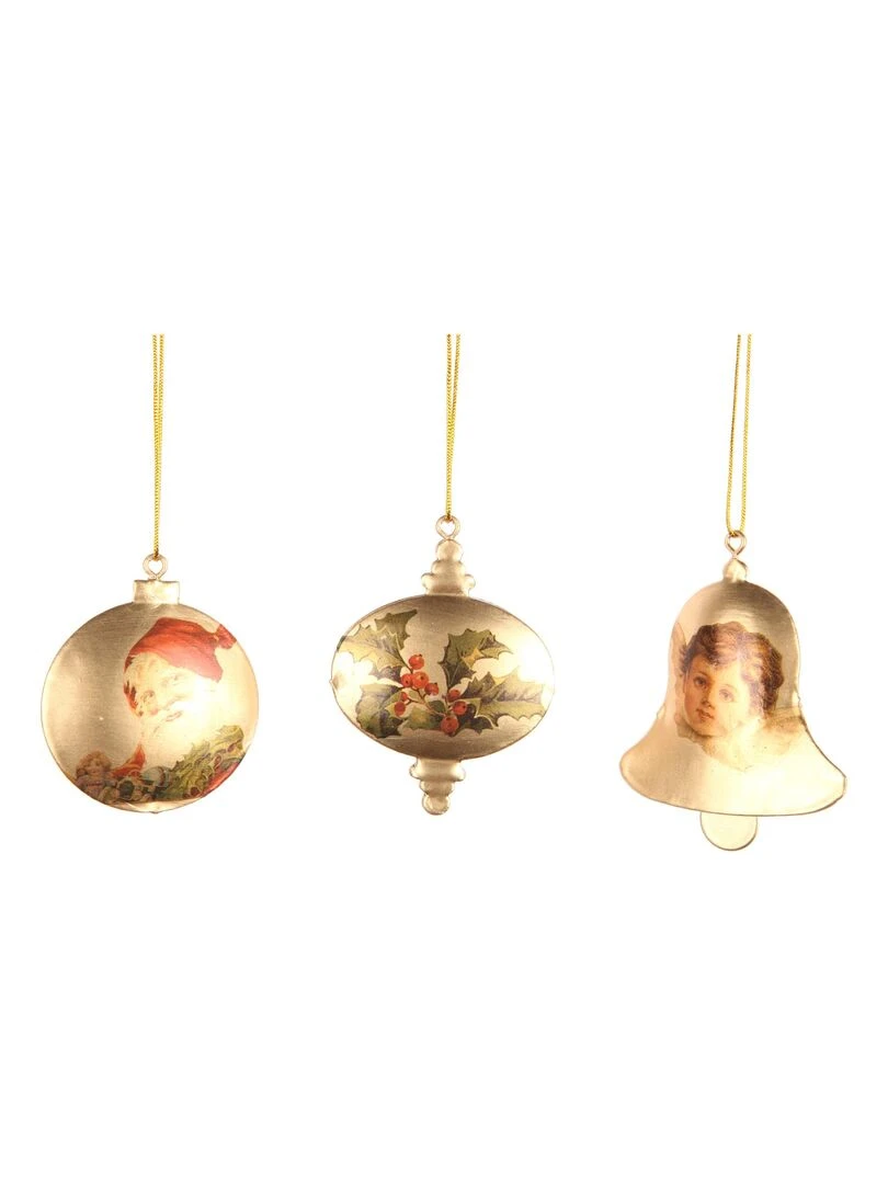 Set de 3 suspensions boule de noel Doré/or