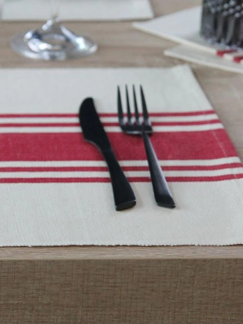 Lot de 4 sets de table à rayures d'antan Rouge