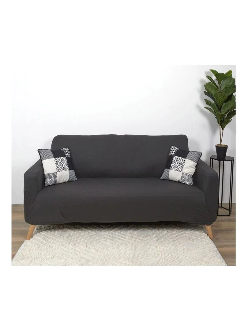 Housse de canapé 2 places extensible gris Gris