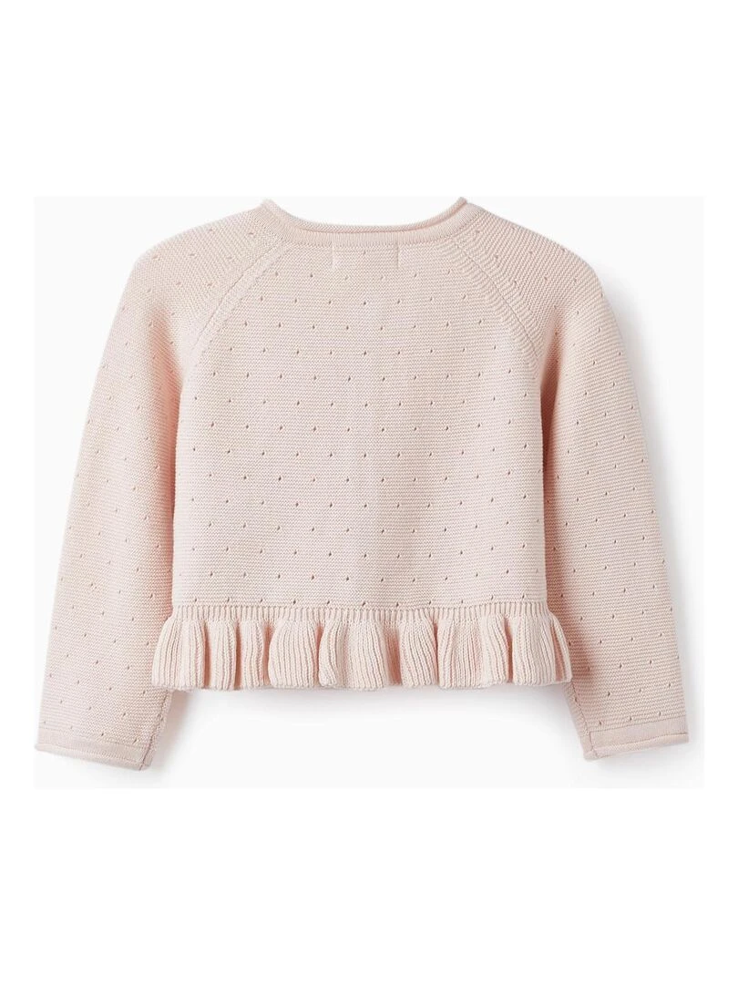 Gilet en Maille avec Volant pour Bébé Fille CÉRÉMONIE Rose