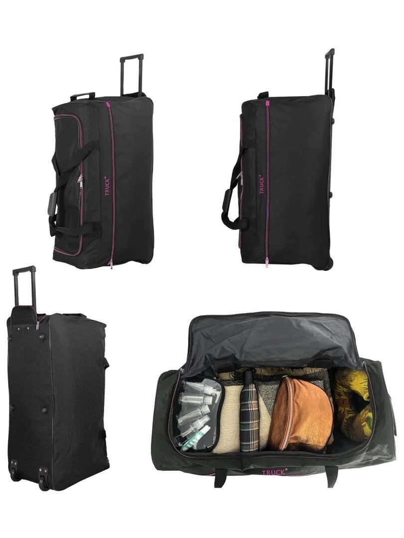 Sac de voyage avec roulettes 76L polyester taille L 75   Rose