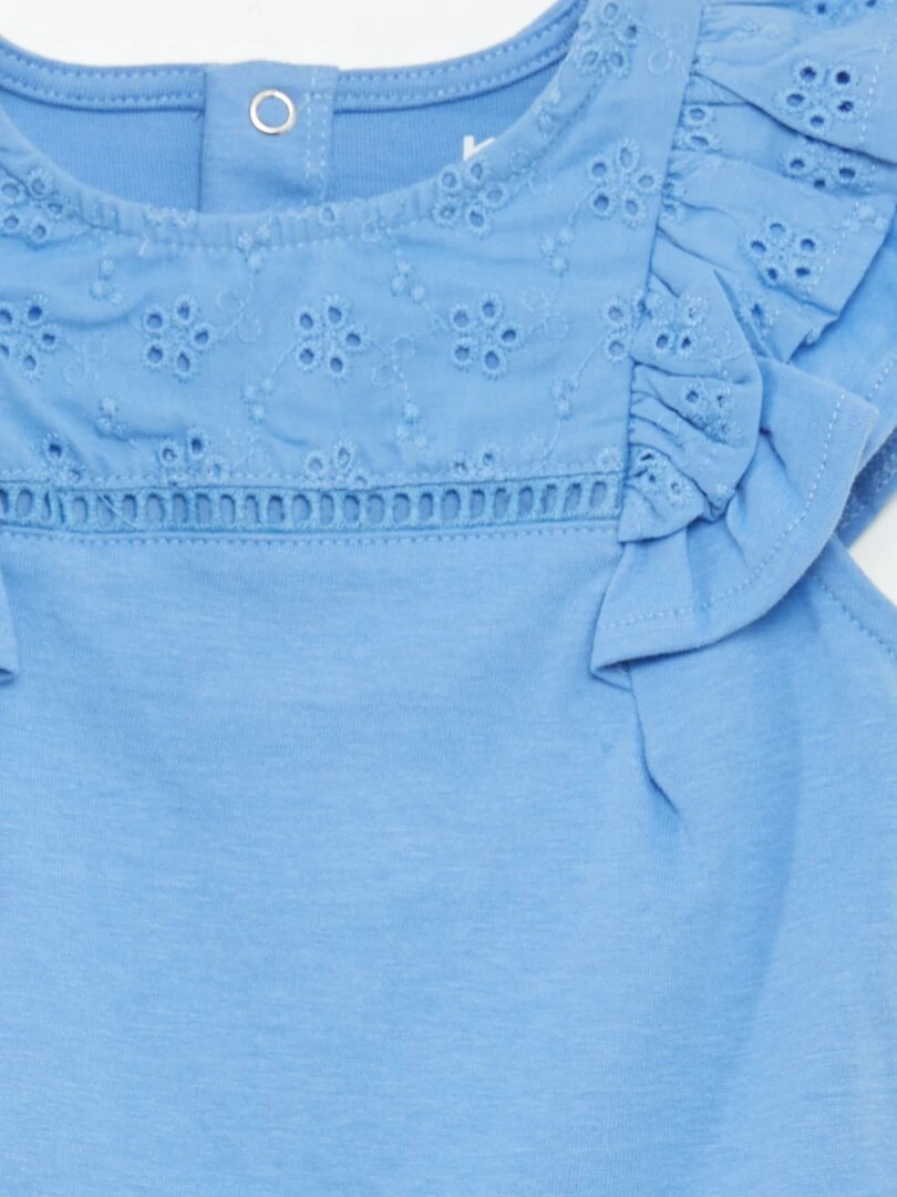 Tee shirt avec manches volantées Bleu