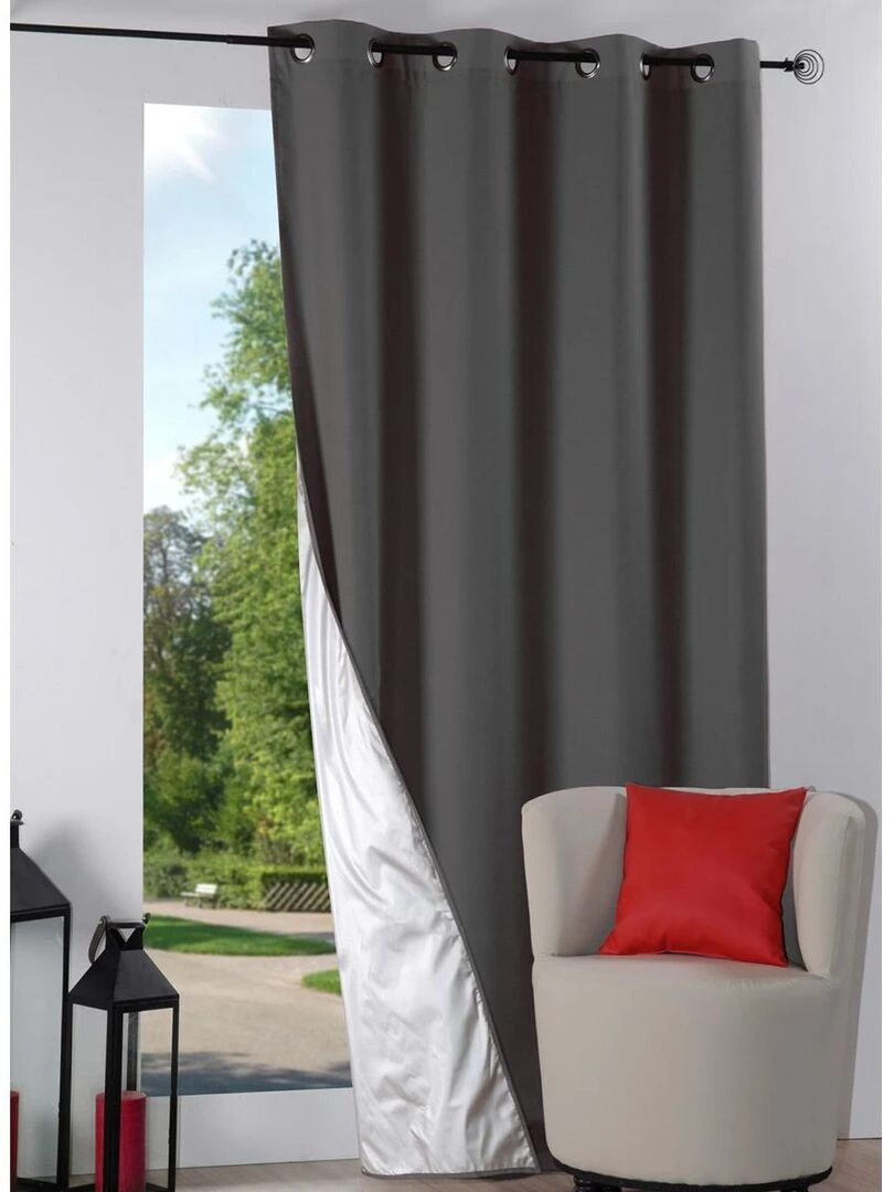 Rideau isolant à oeillets doublé gris anthracite