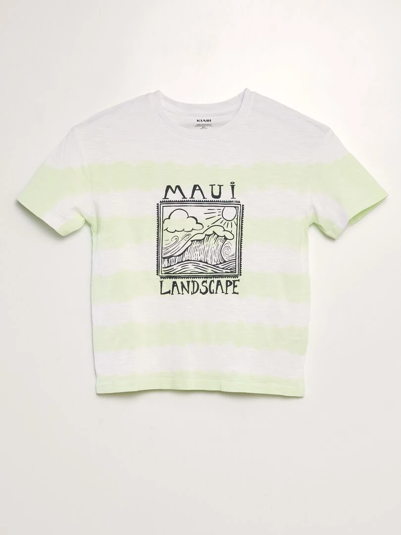 T shirt tye and dye animé Vert