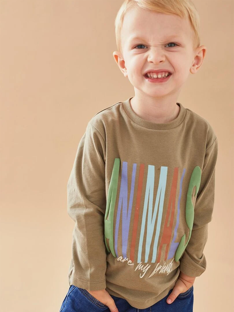 T shirt longues manches kaki Noukie's Vert