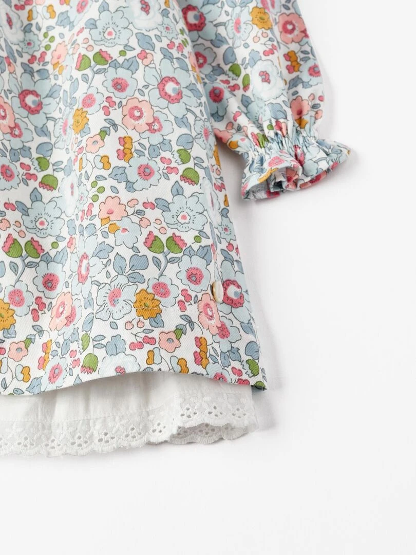 Robe à fleurs avec volants pour bébé fille manches longues  ROYALS OFF DUTY   Blanc