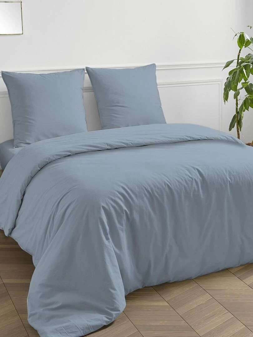 Future Home   Drap housse en coton 57 fils uni   Bleu