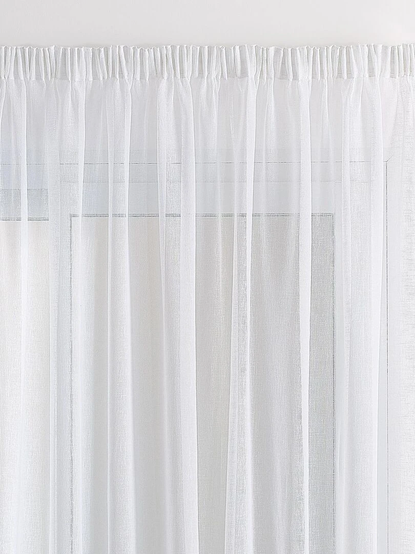 Voilage    Effet lin à galon fronceur   Blanc