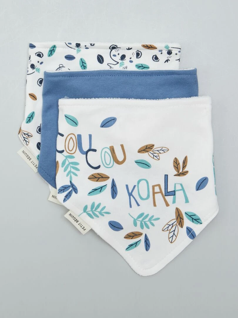 Lot de 3 bavoirs 'Petit Béguin' Bleu/blanc