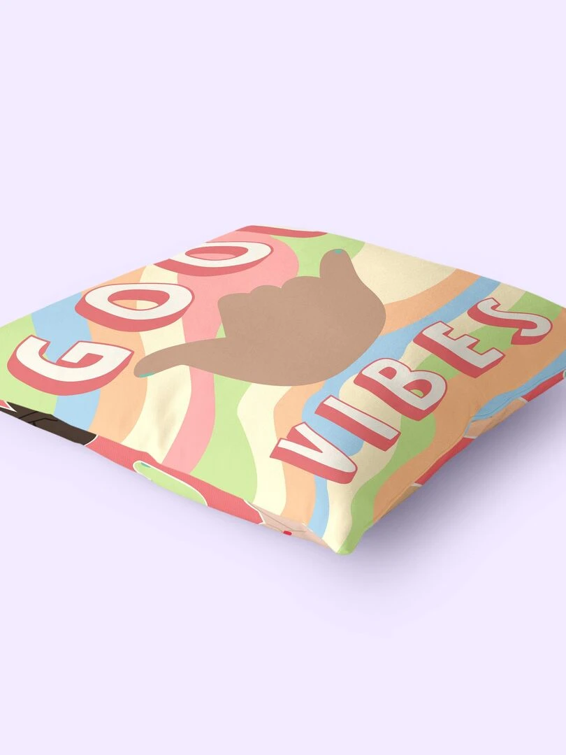 Housse de coussin décoratif Good vibes "Happyfriday"   Blanc