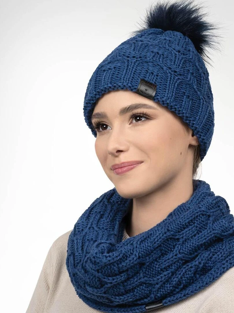 Ensemble Snood Bonnet Maribel Made in UE Bleu marine