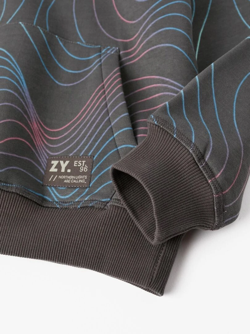 Sweat à capuche pour garçon 'Nothern Lights'   NORTHERN CALLING   Gris foncé