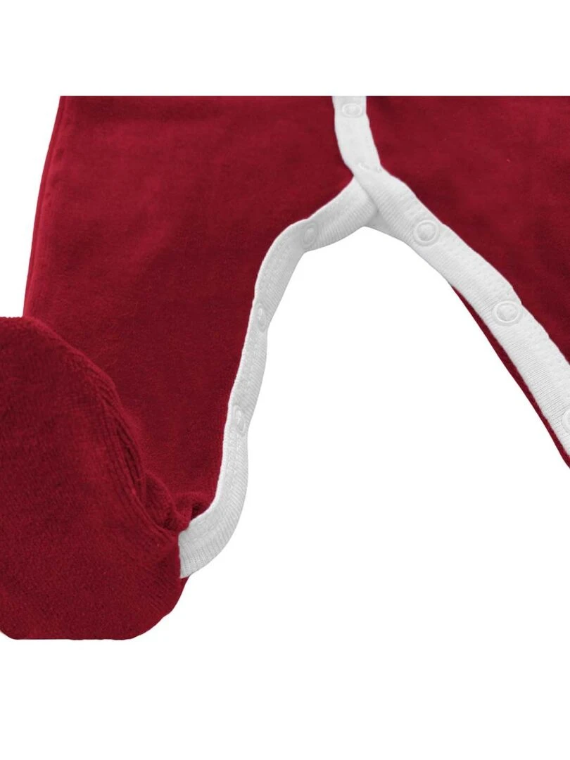 Pyjama velours   100% coton biologique   1 à 6 mois   Bordeaux